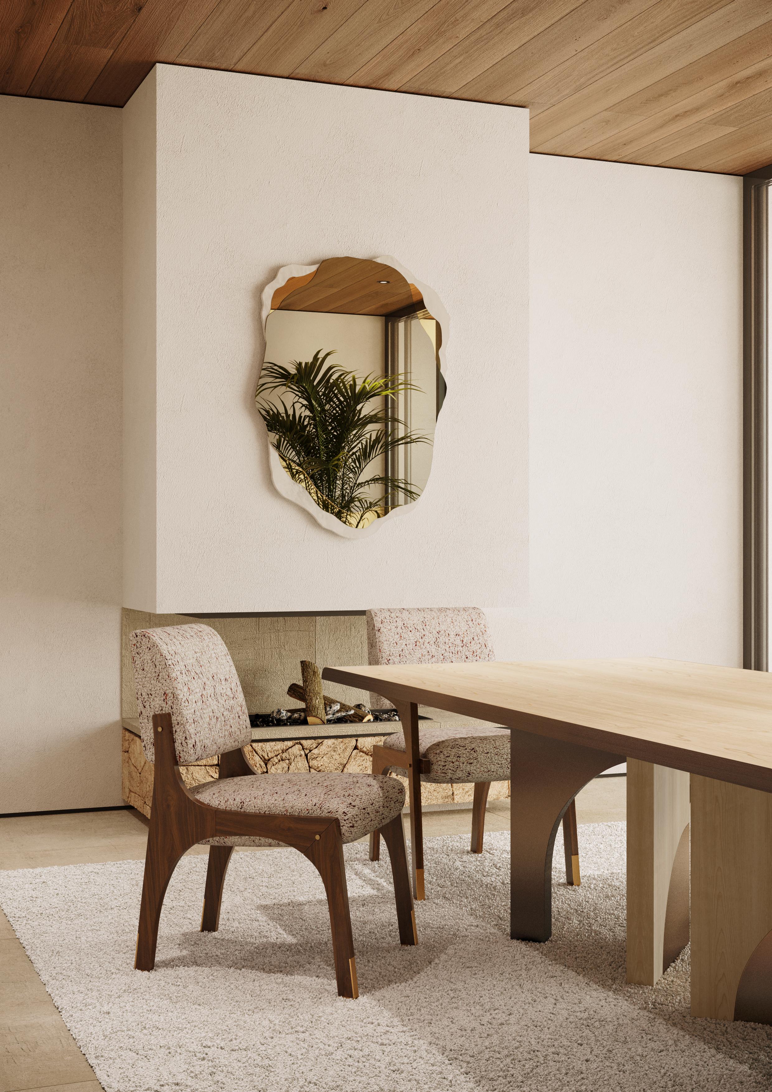 Brass Set of 10 Arches Dining Chair Walnut & Tan, InsidherLand by Joana Santos Barbosa For Sale