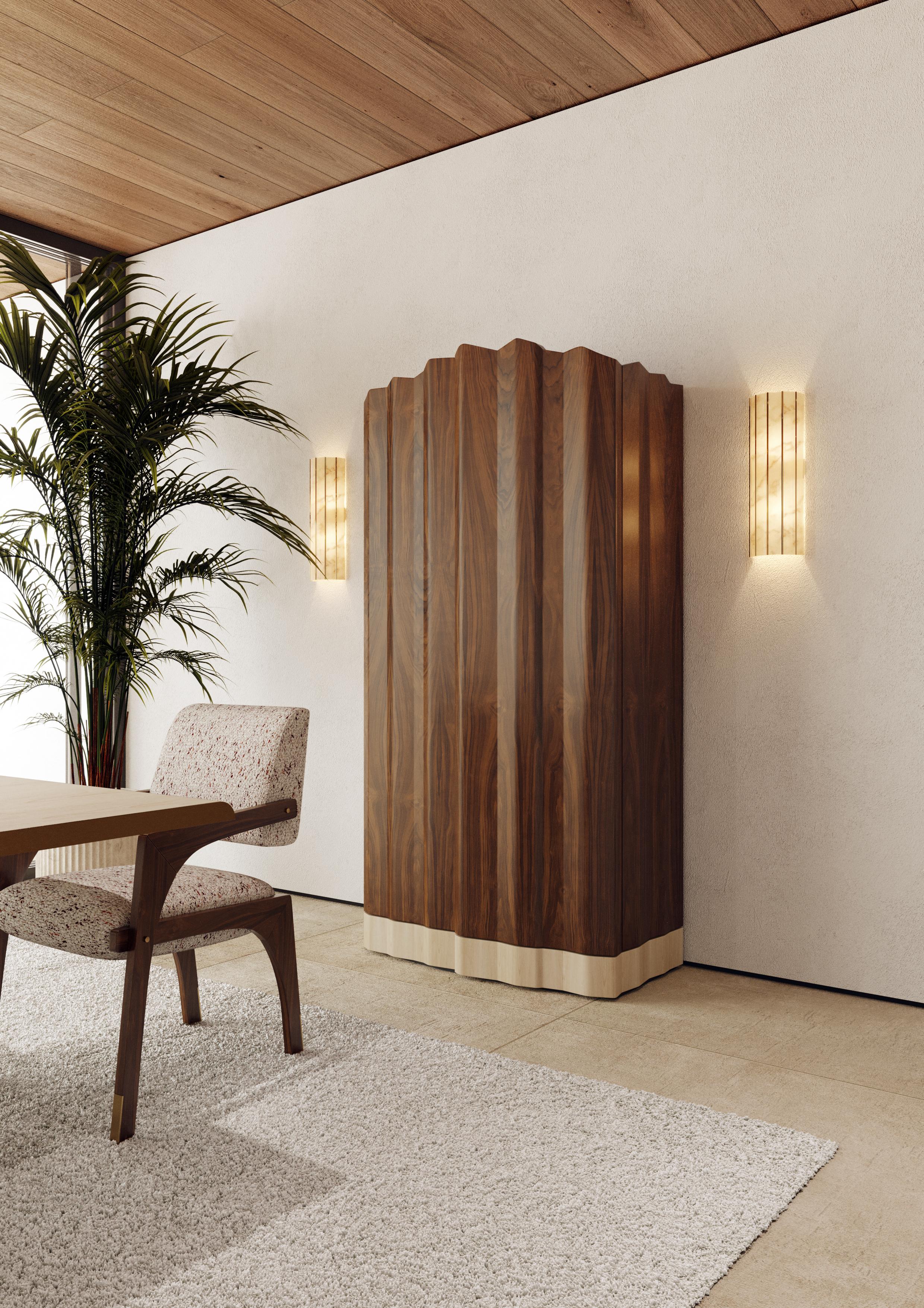 Set of 10 Arches Dining Chair Walnut & Tan, InsidherLand by Joana Santos Barbosa For Sale 1