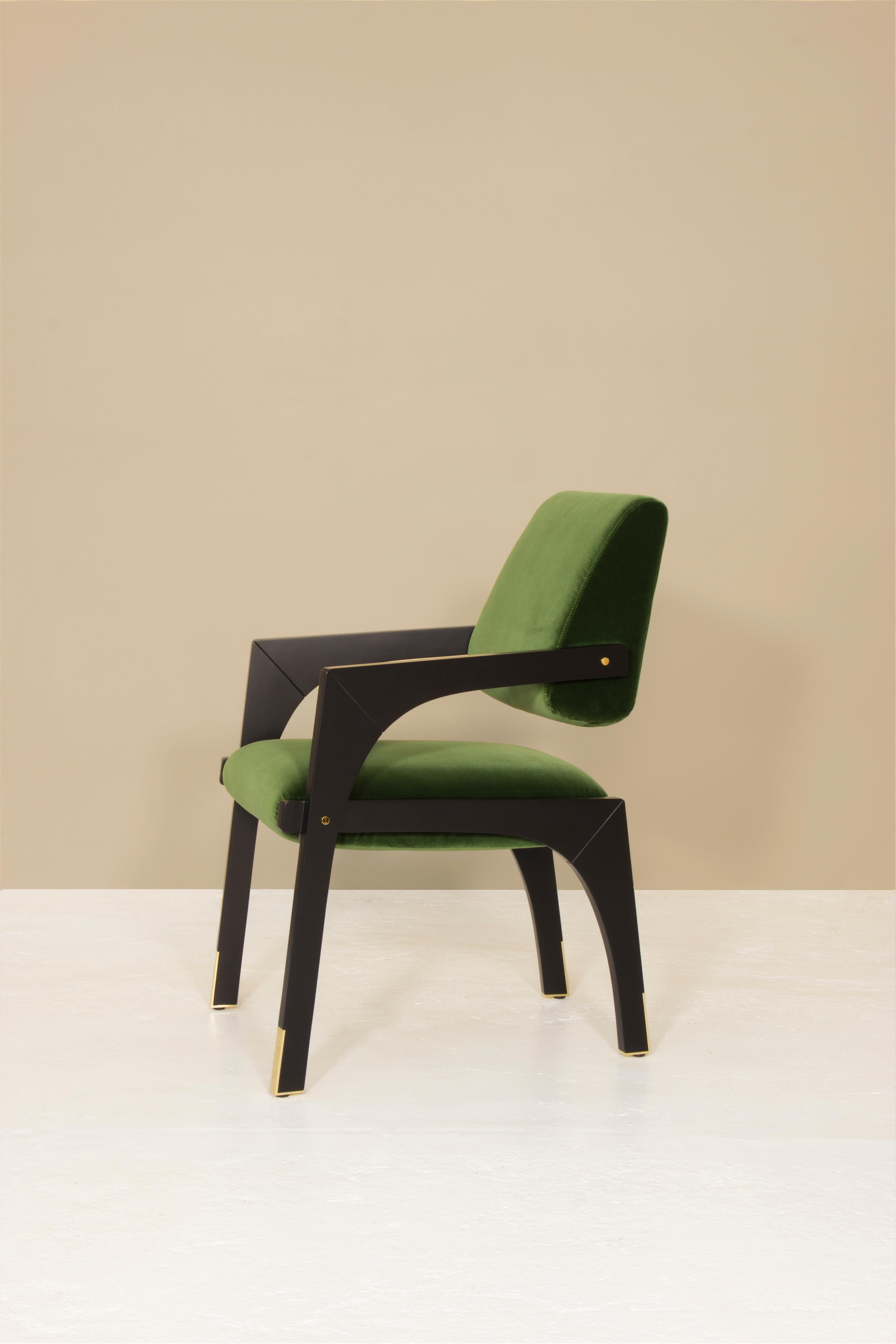Portuguese Set of 10 Arches Dining Chairs, Velvet, InsidherLand by Joana Santos Barbosa For Sale