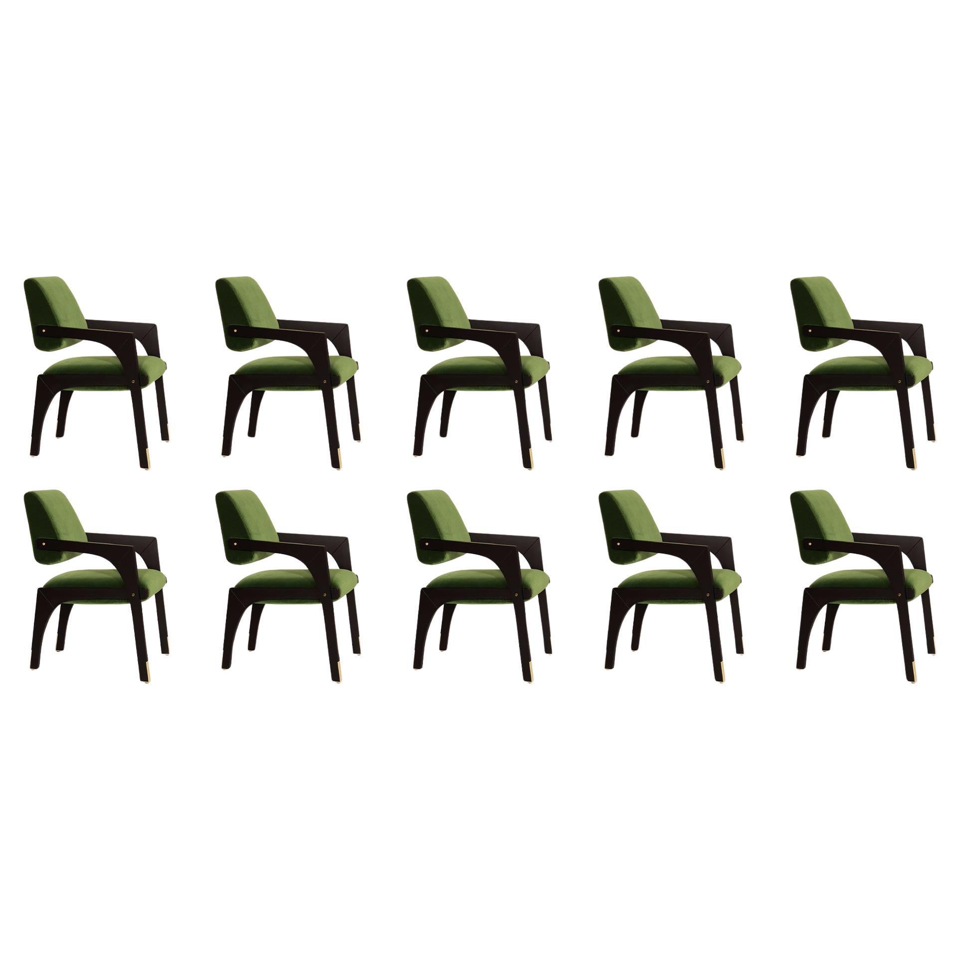 Set of 10 Arches Dining Chairs, Velvet, InsidherLand by Joana Santos Barbosa