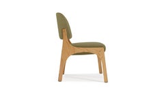 Set of 10 oak fern green bouclé armless Arches II dining chair by InsidherLand