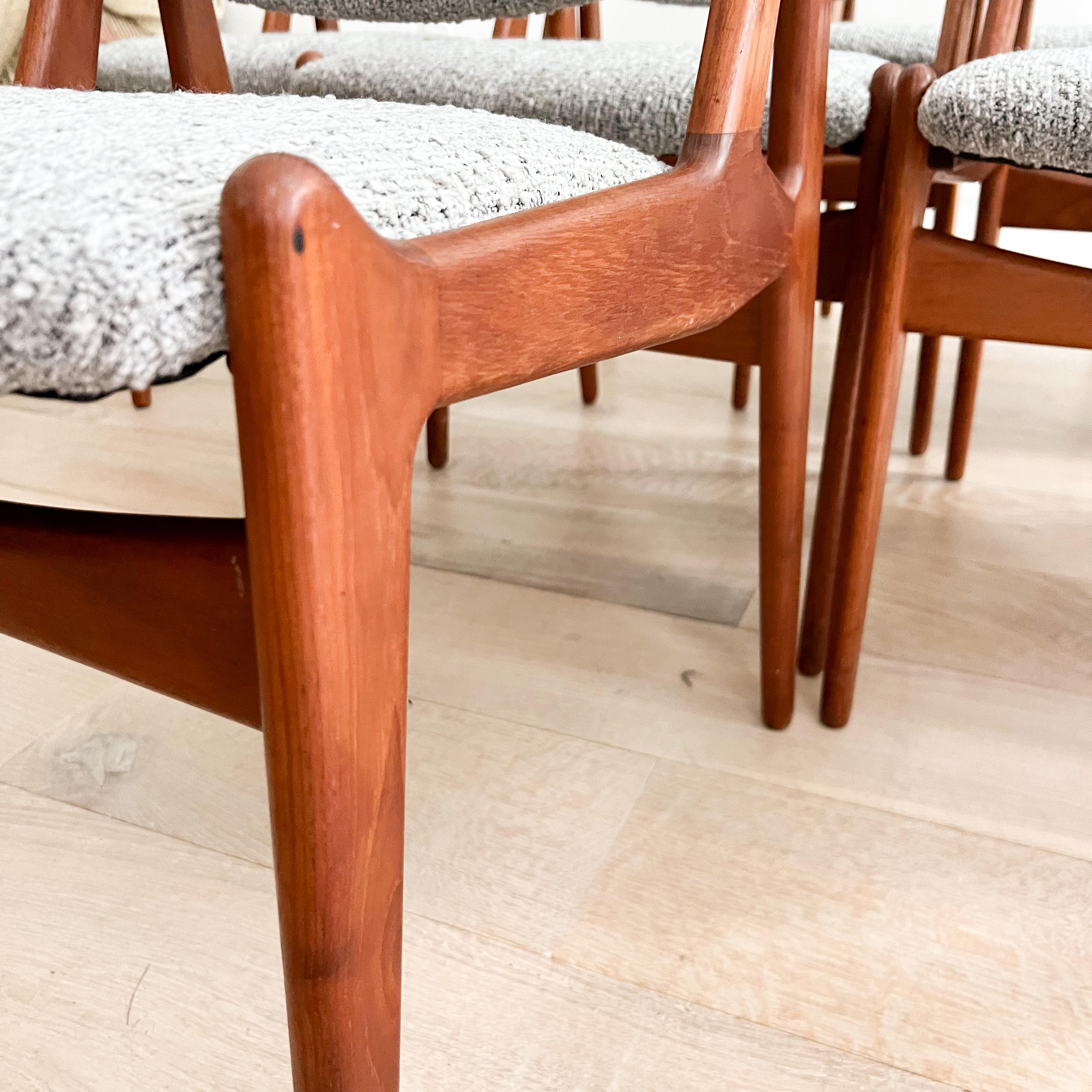Set of 10 Arne Vodder Danish Teak Tilt Back Dining Chairs - New Upholstery For Sale 9
