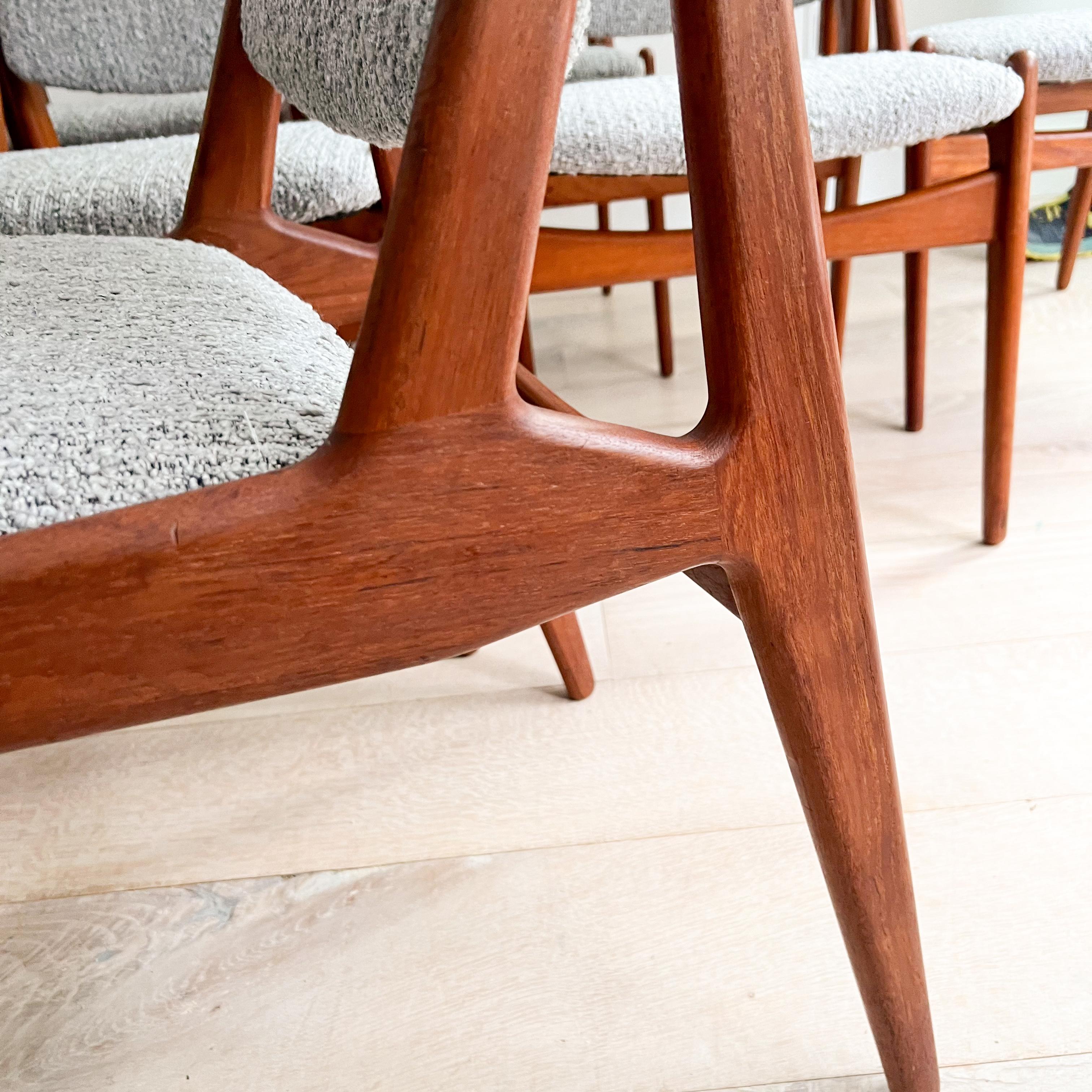 Set of 10 Arne Vodder Danish Teak Tilt Back Dining Chairs - New Upholstery For Sale 10