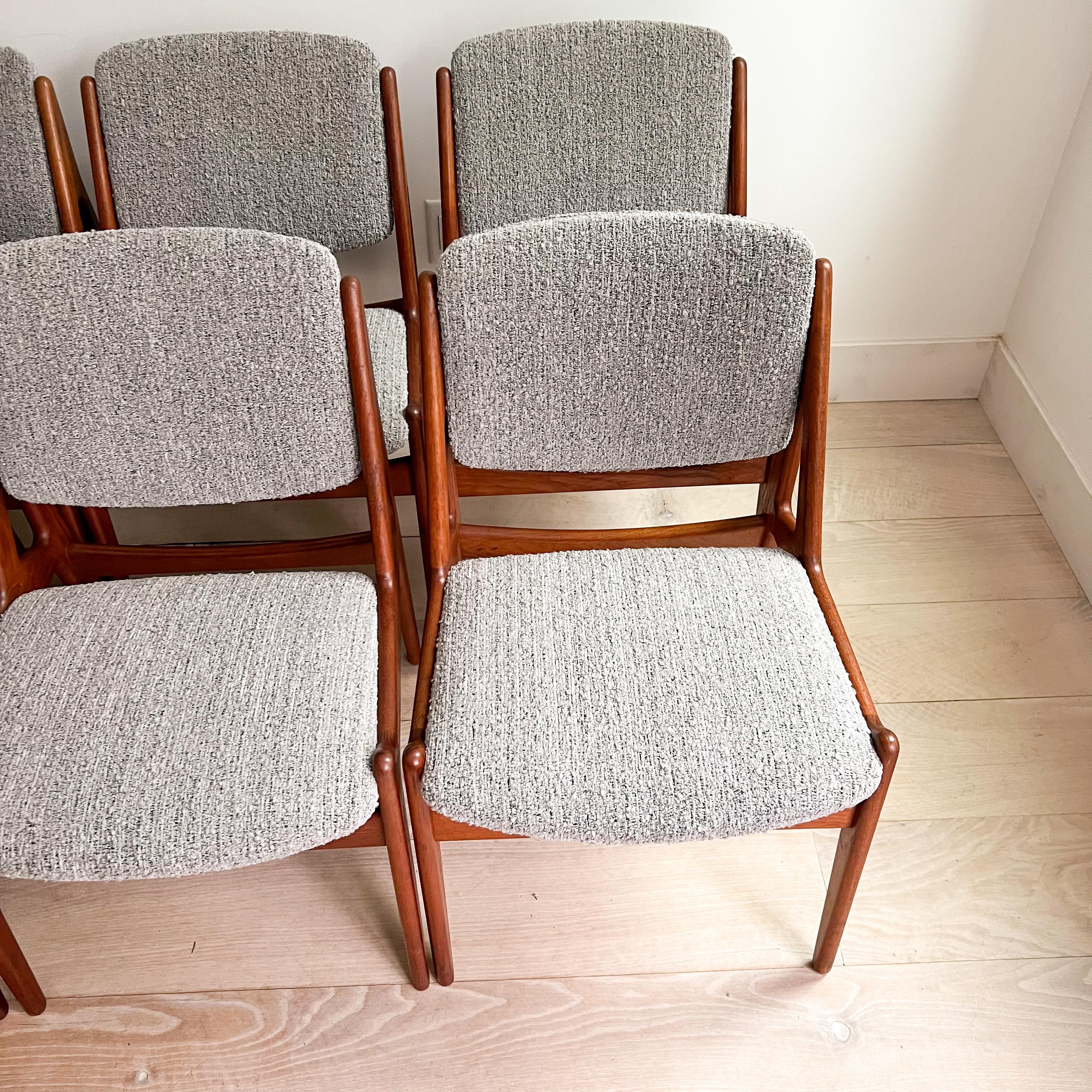 Mid-20th Century Set of 10 Arne Vodder Danish Teak Tilt Back Dining Chairs - New Upholstery For Sale