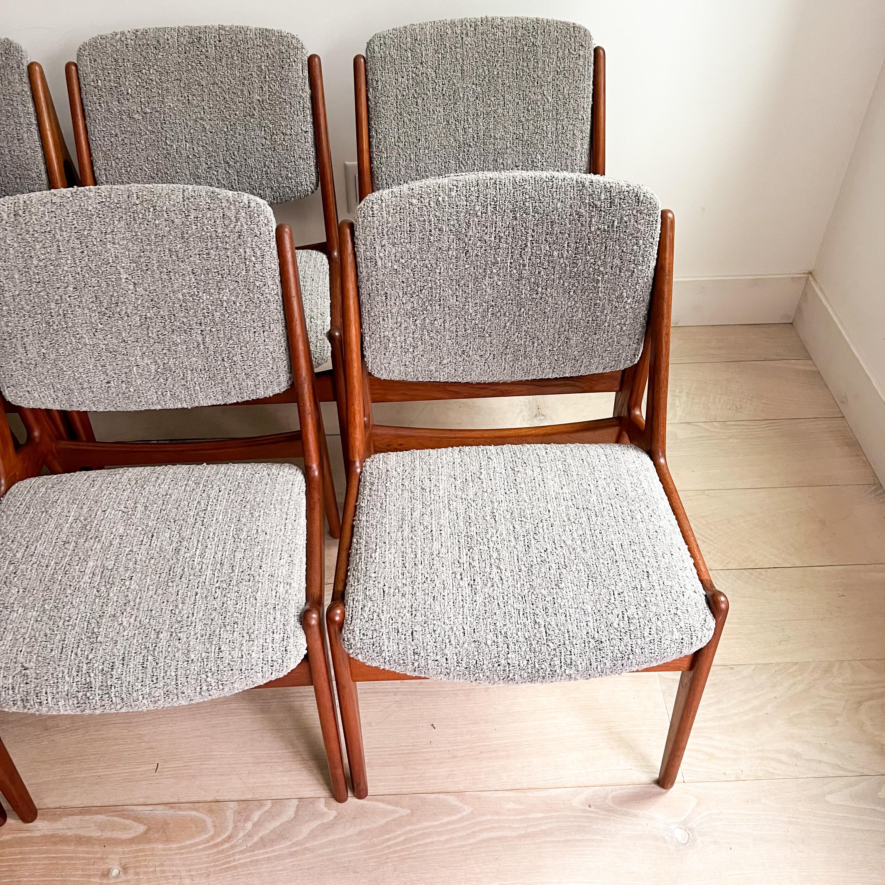 Mid-20th Century Set of 10 Arne Vodder Danish Teak Tilt Back Dining Chairs - New Upholstery
