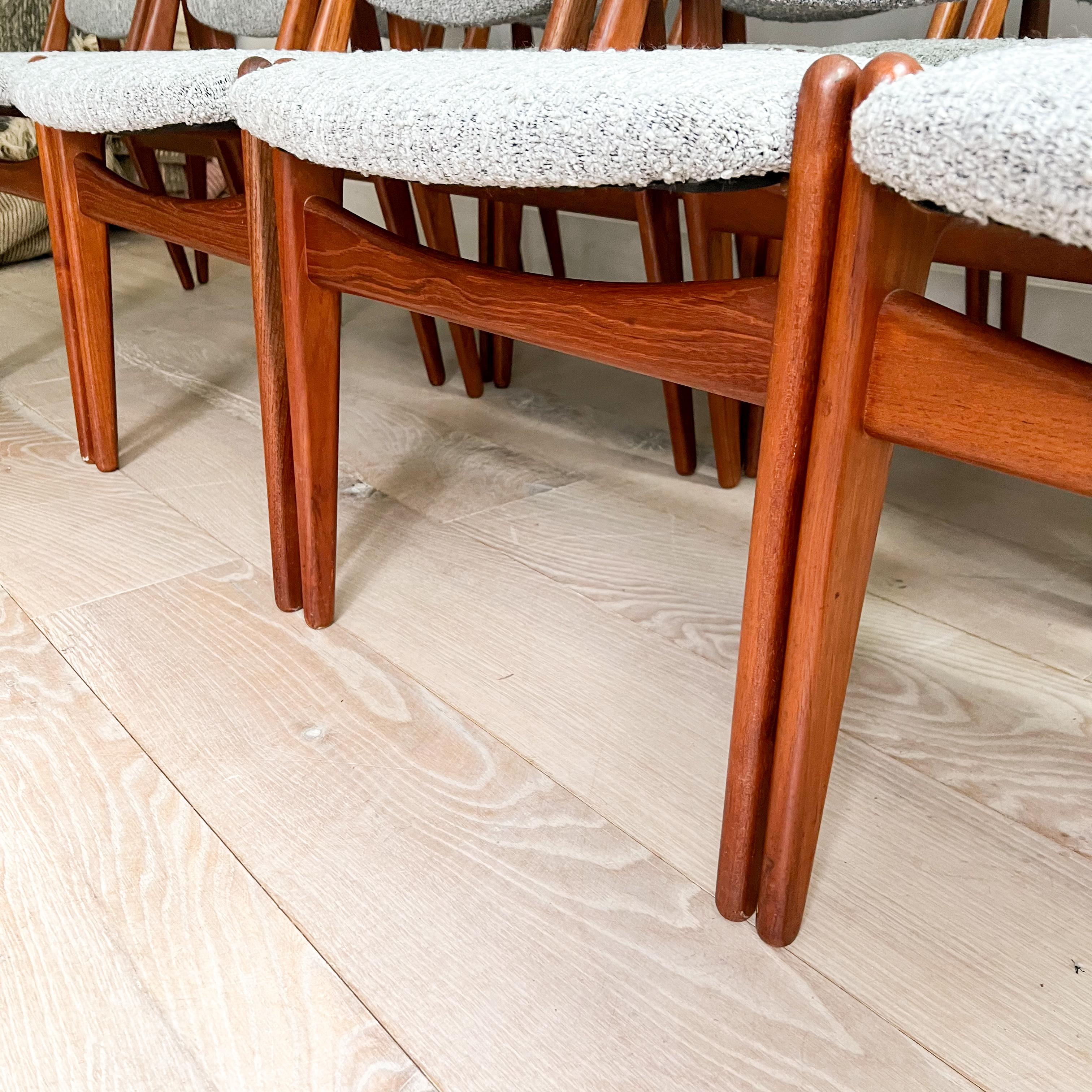 Set of 10 Arne Vodder Danish Teak Tilt Back Dining Chairs - New Upholstery For Sale 2