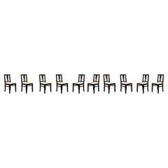 Set Of 10 Art Deco Black Lacquer Chairs, (1939-1949), Portuguese