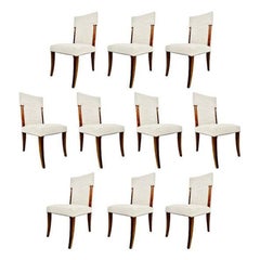 Ensemble de 10 chaises de salle à manger Art Déco, tapissées de tissu HOLLY HUNT