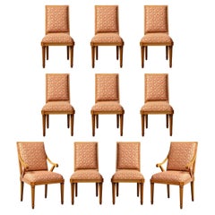 Vintage Set of 10 Art Deco Directoir Style Dining Chairs in Hand-Rubbed Oak