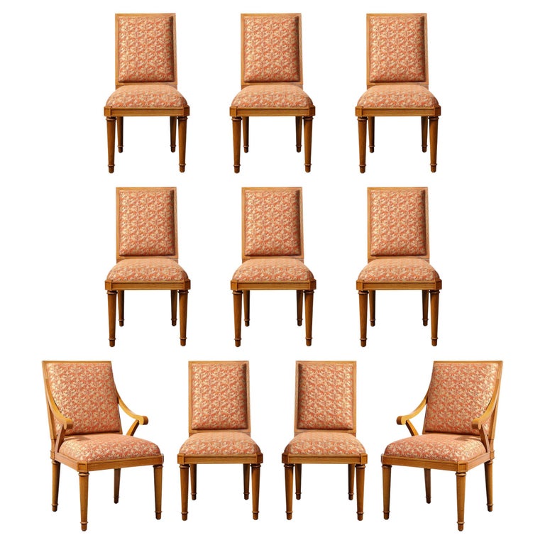 Set of 10 Art Deco Director Style Dining Chairs in HandRubbed Oak For