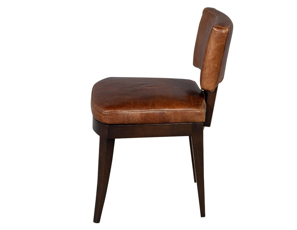 Modern Set of 10 Art Deco Inspired Leather Dining Chairs