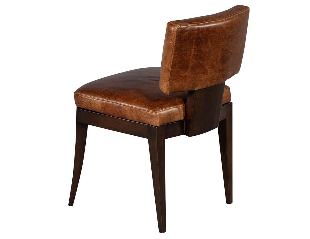 Canadian Set of 10 Art Deco Inspired Leather Dining Chairs