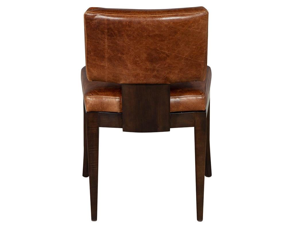 Set of 10 Art Deco Inspired Leather Dining Chairs In Excellent Condition In North York, ON
