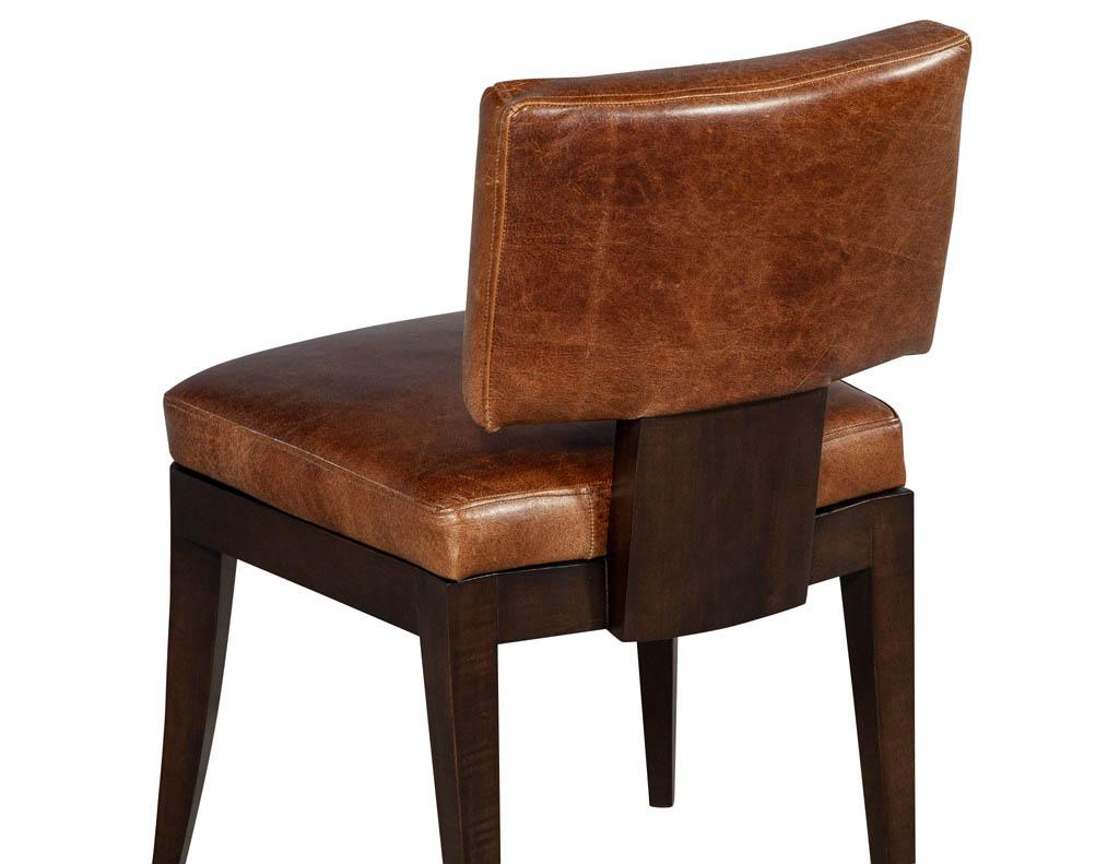 Contemporary Set of 10 Art Deco Inspired Leather Dining Chairs