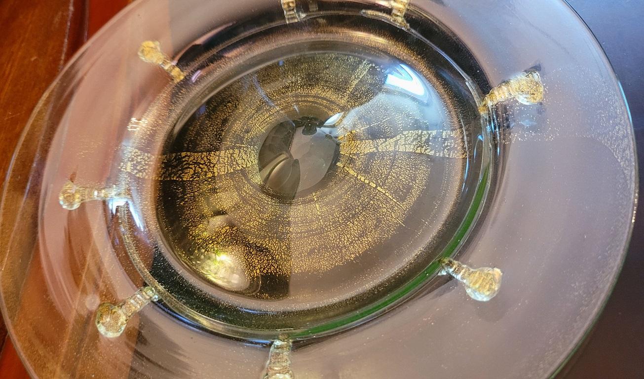 Set of 10 Art Deco Salviati Gold Inclusion Dessert Plates 8