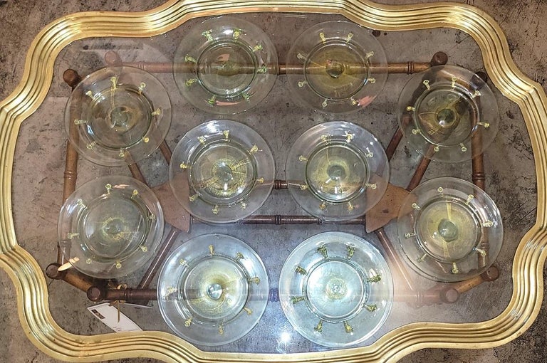 Set of 10 Art Deco Salviati Gold Inclusion Dessert Plates In Good Condition In Dallas, TX