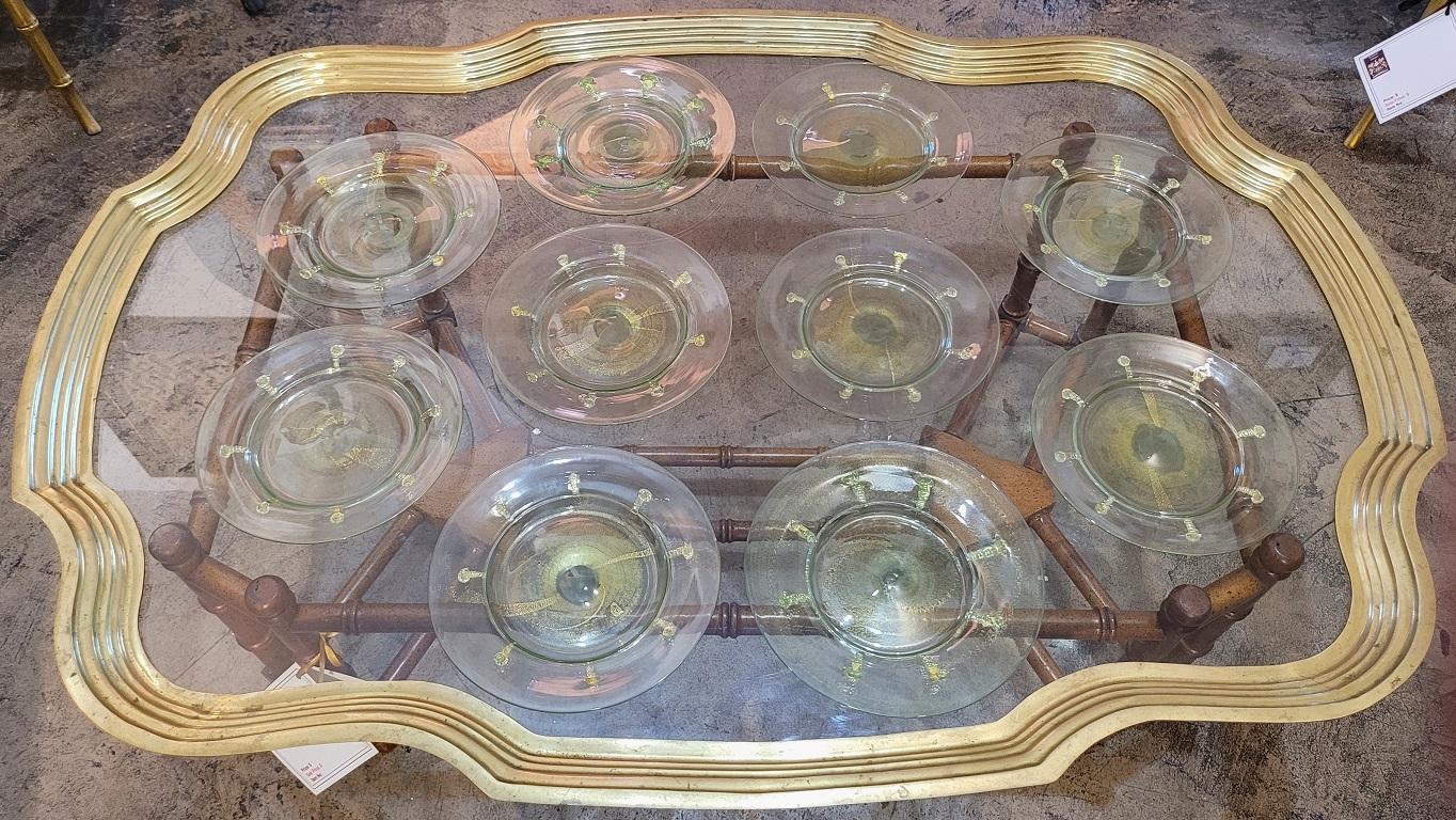 20th Century Set of 10 Art Deco Salviati Gold Inclusion Dessert Plates