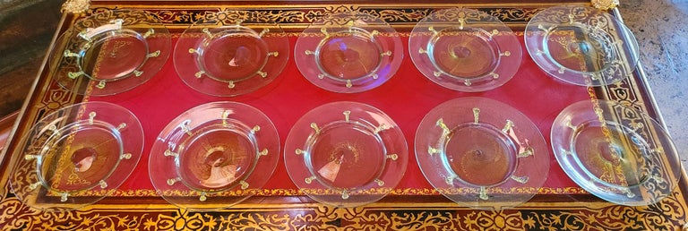 Set of 10 Art Deco Salviati Gold Inclusion Dessert Plates 1