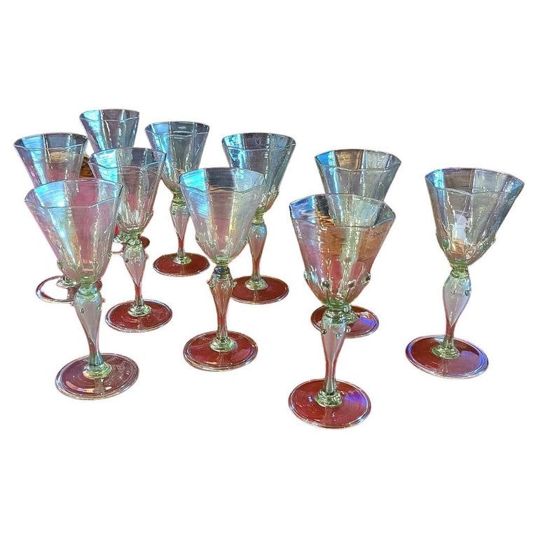 Set of 10 Art Deco Salviati Liqueur Glasses For Sale at 1stDibs