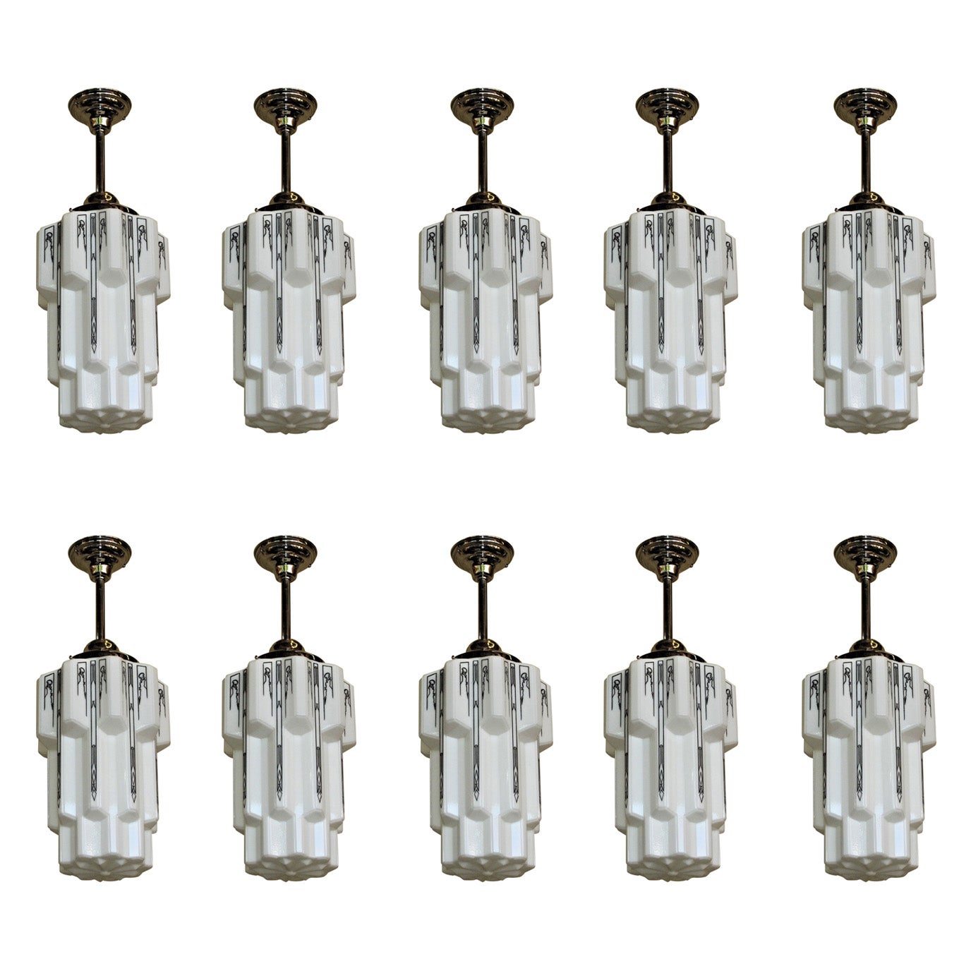 Set of 10 Art Deco Skyscraper Fixtures, c.1930