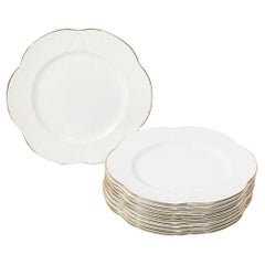 Set of 10 Art Deco Style Bone China Plates with 24Karat Gold Trim signed Shelley