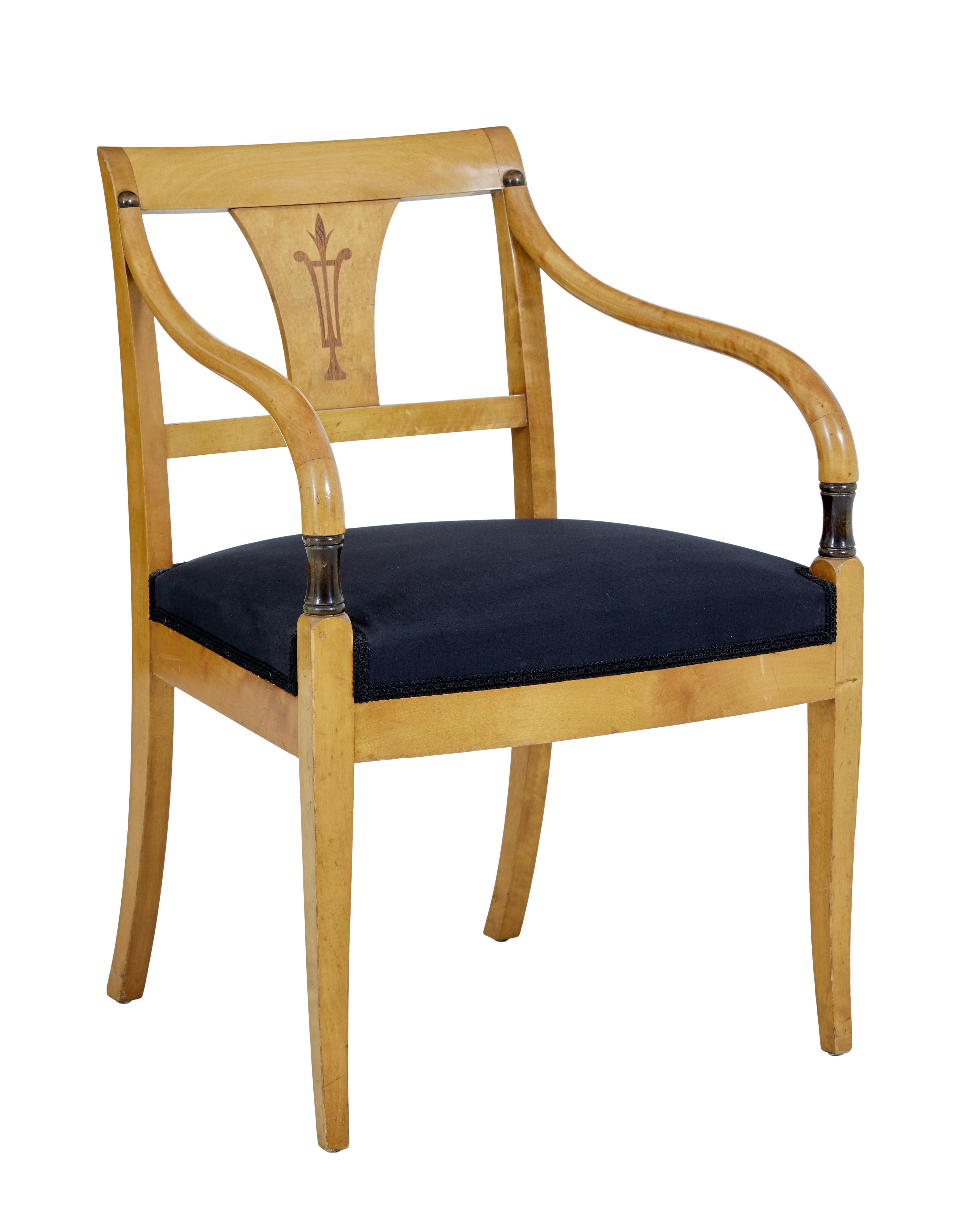 Set of 10 art deco Swedish birch dining armchairs In Good Condition In Debenham, Suffolk