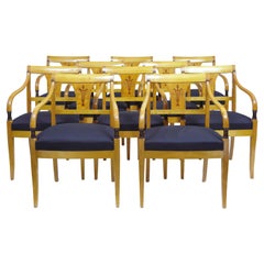 Set of 10 Art Deco Swedish Birch Dining Armchairs