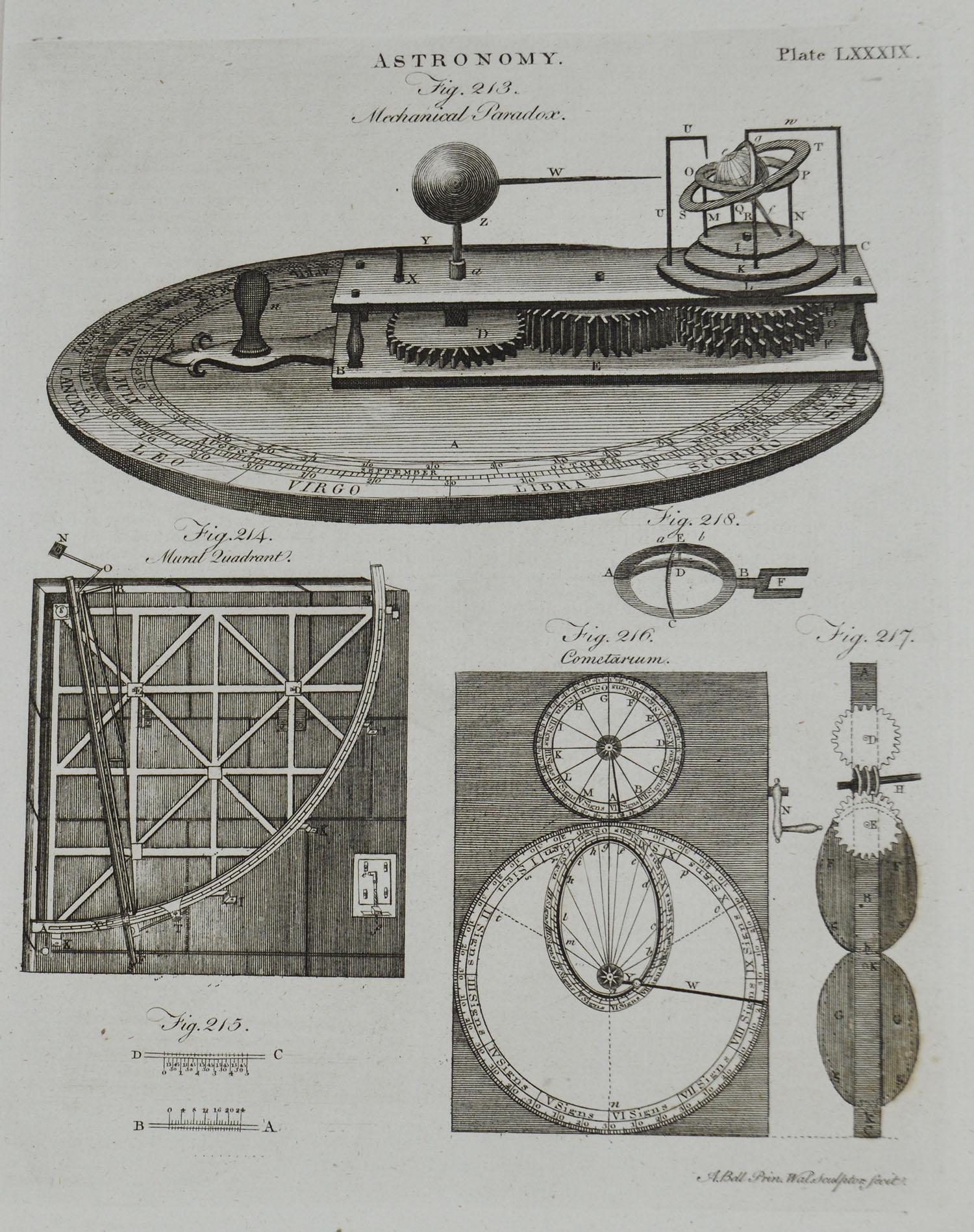 English Set of 10 Astronomy Prints by A.Bell, 18th Century