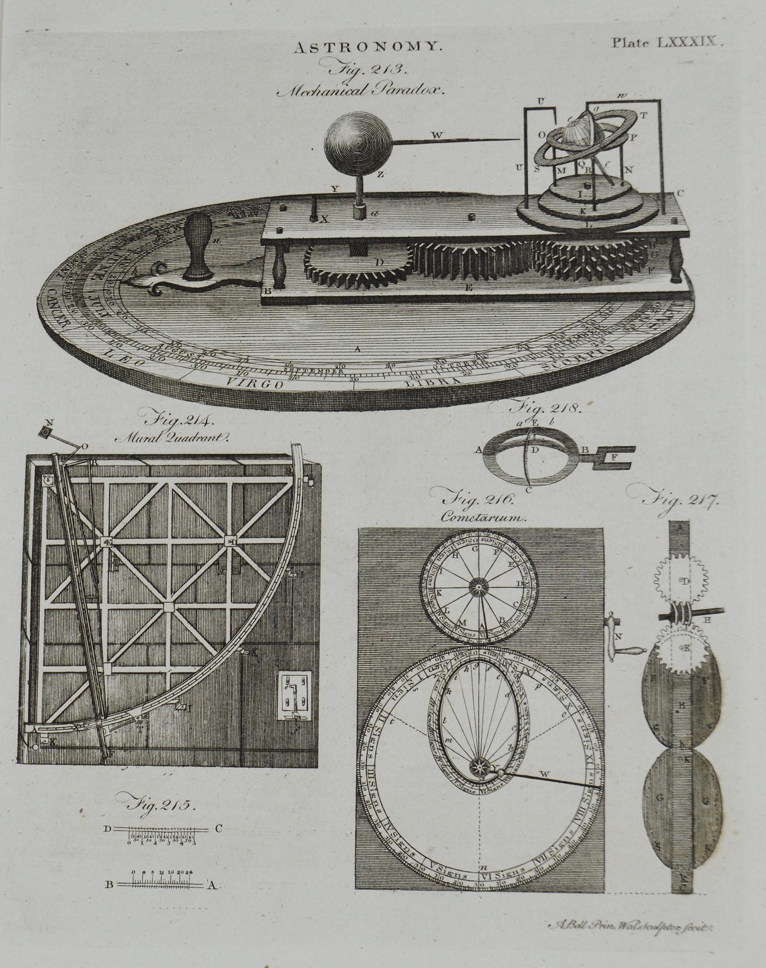 English Set of 10 Astronomy Prints by A.Bell, 18th Century