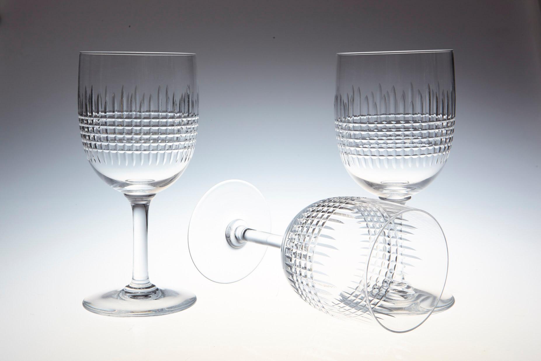 French Set of 10 Baccarat Crystal 'Nancy' Pattern Red Wine Glasses, circa 1950s