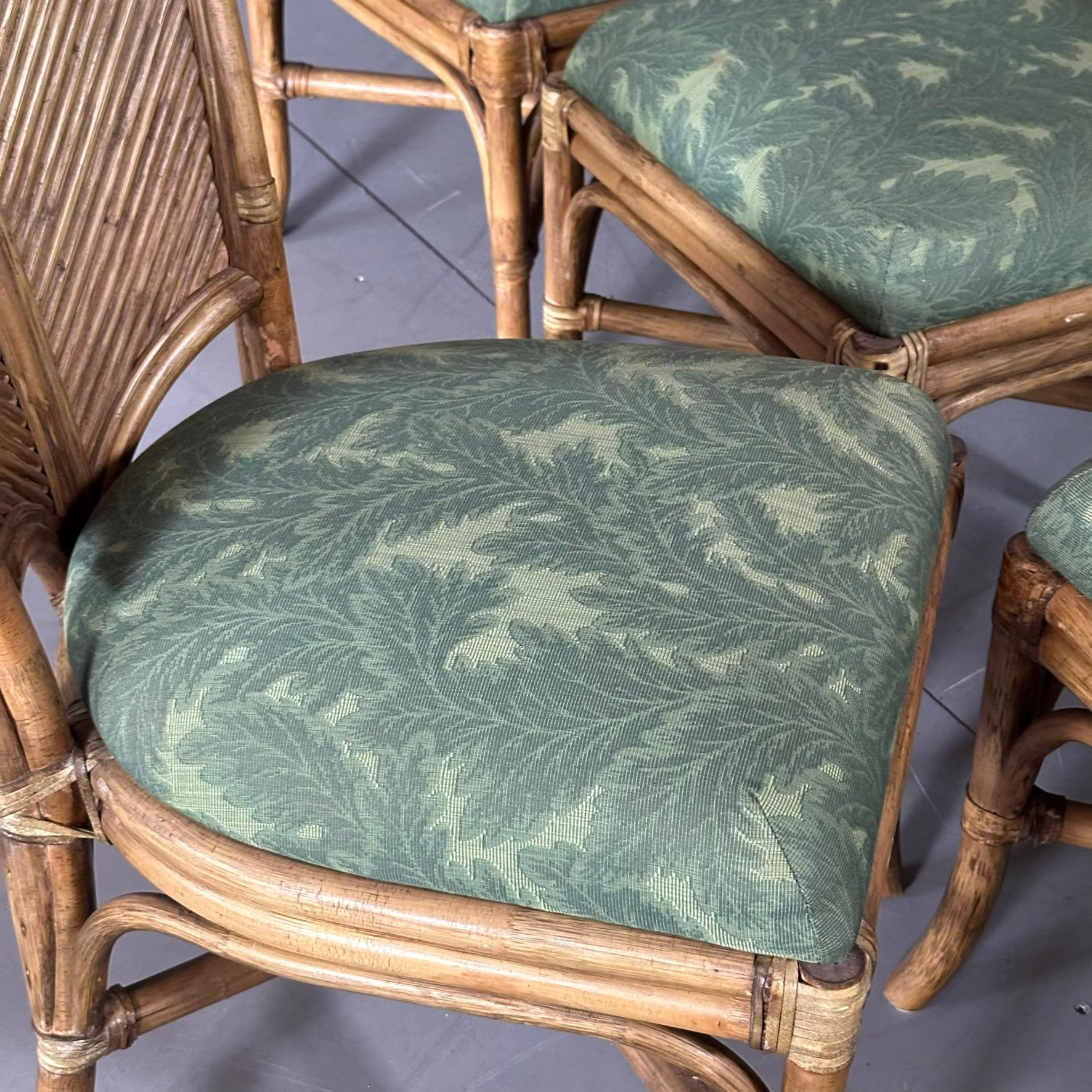 Set of 10 bamboo chairs, 70s leaf backrest, Neocolonial style For Sale 4