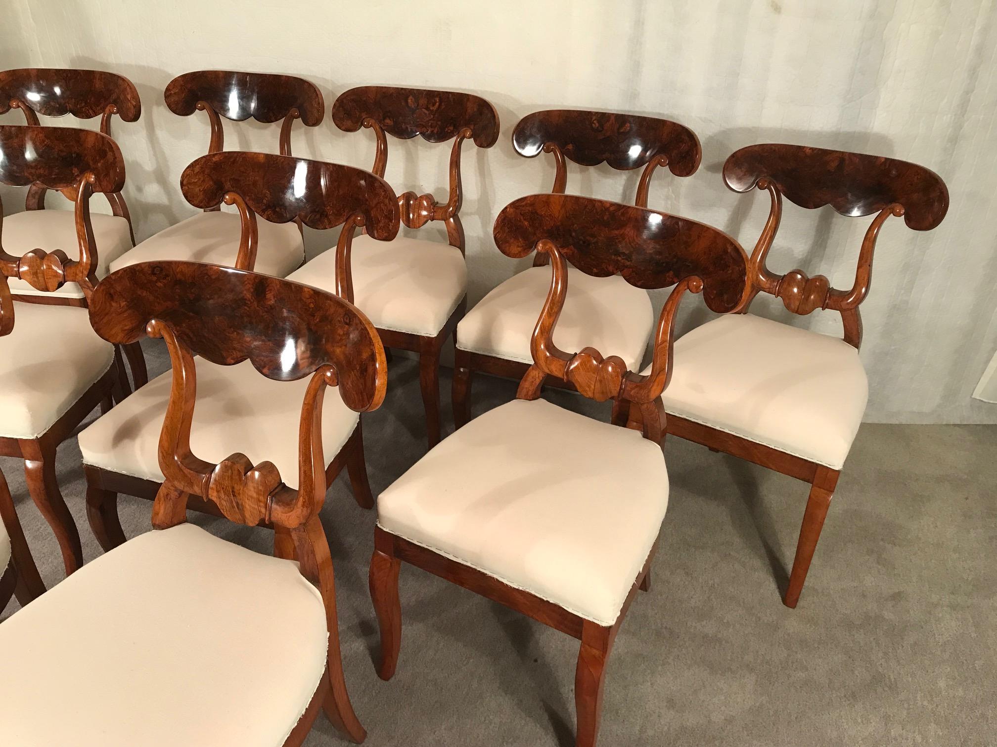 Set of 10 Biedermeier Chairs, South Germany 1820-30, Walnut 8