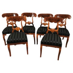 Vintage Set of 6 Biedermeier Chairs, South Germany 1820, Walnut