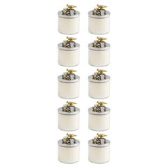 Set of 10 Birds Candles Handcrafted Metal and White Enamel Scented Candles