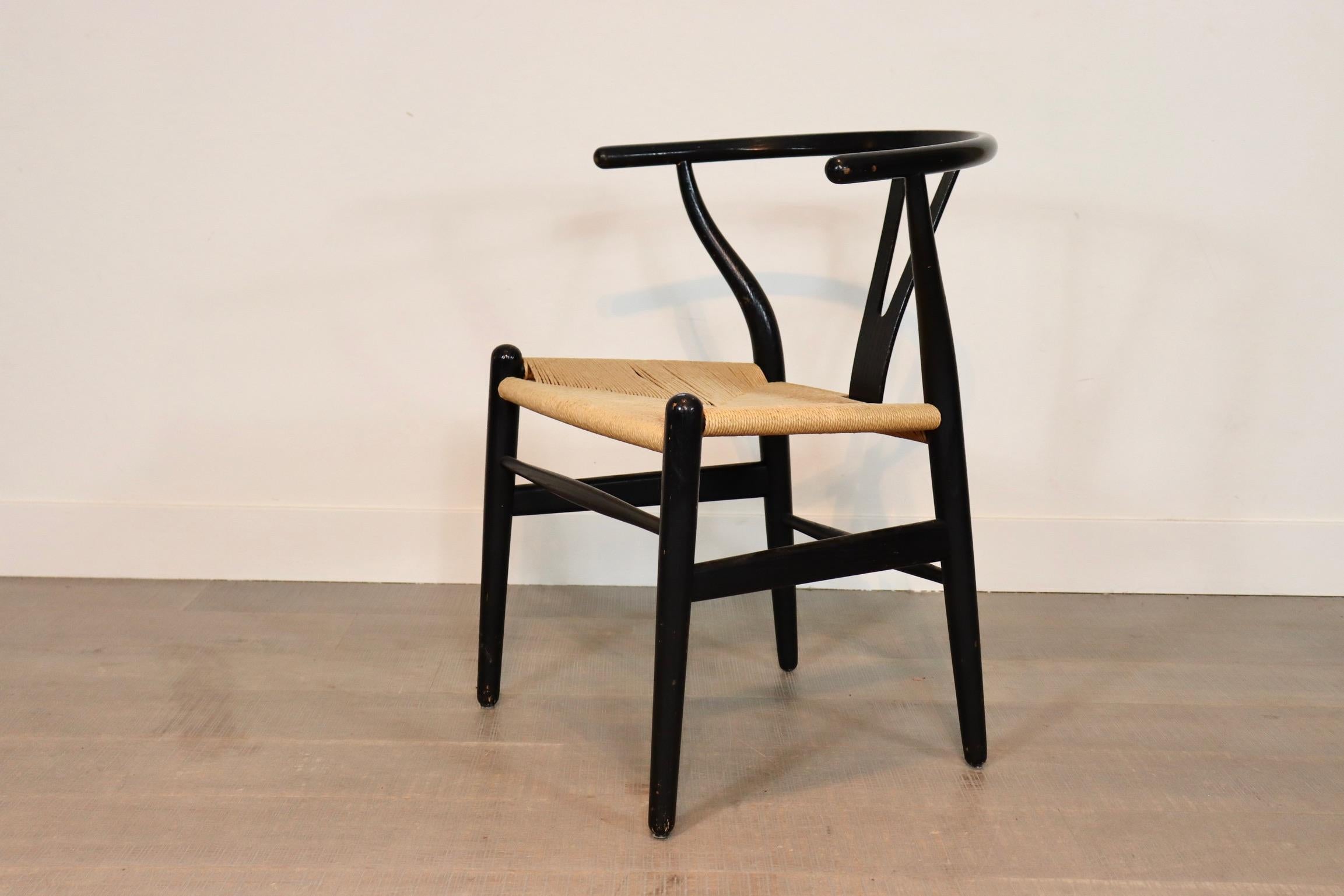 Set of 10 Black Frame CH24 Wishbone Chairs by Hans J. Wegner for Carl Hansen 60s 1