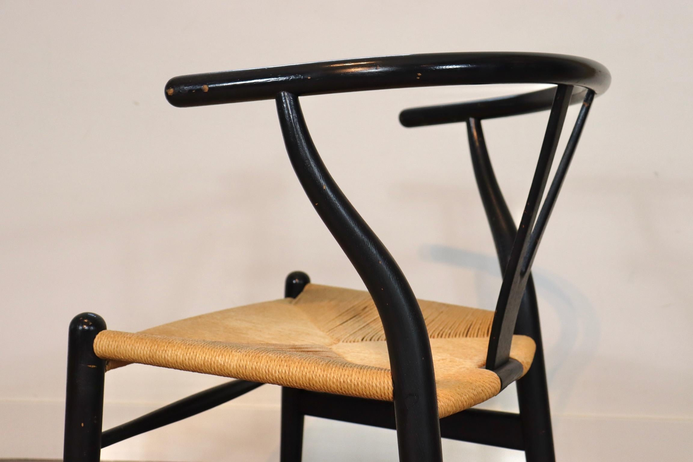 Set of 10 Black Frame CH24 Wishbone Chairs by Hans J. Wegner for Carl Hansen 60s 4