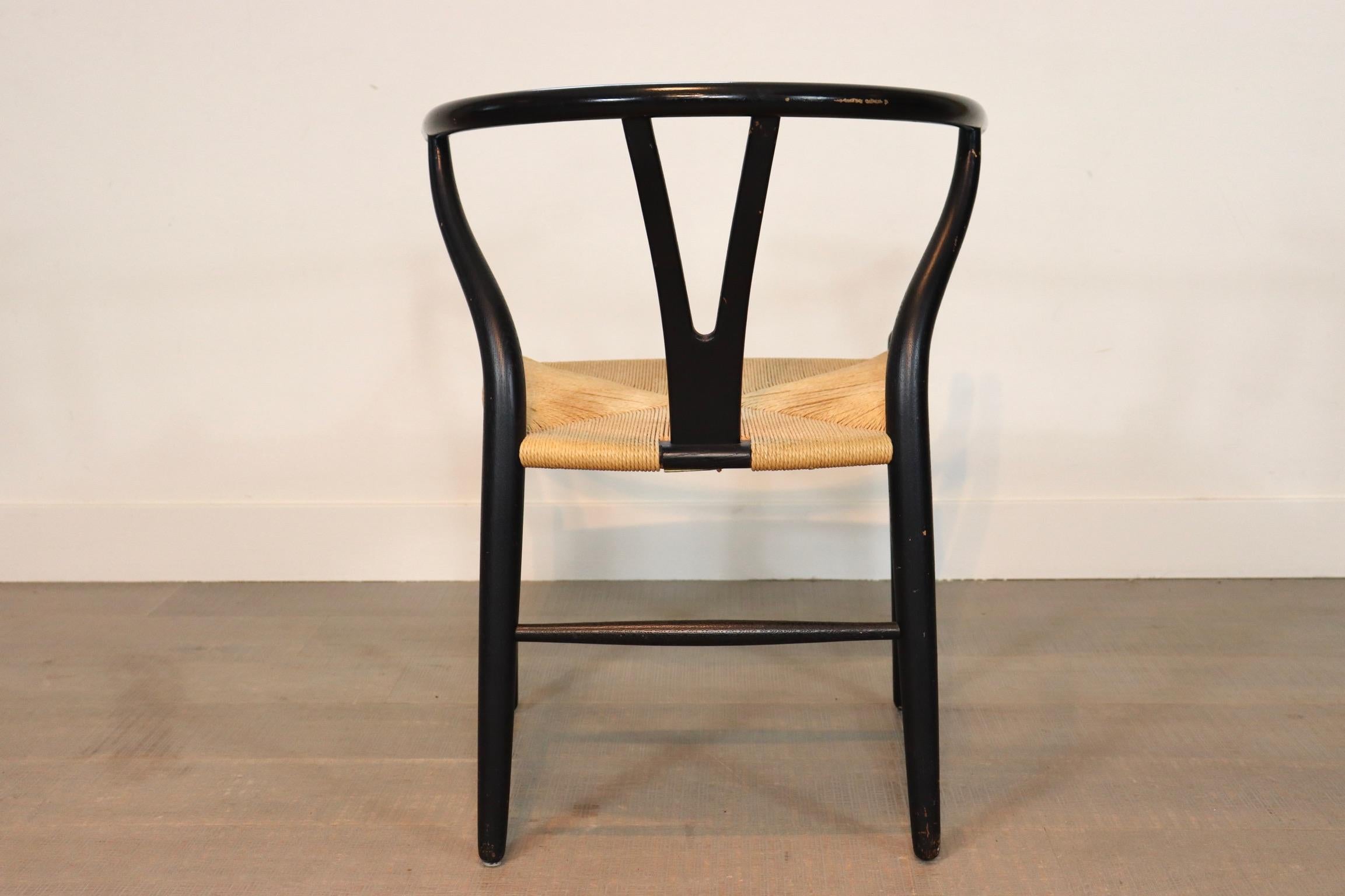 Set of 10 Black Frame CH24 Wishbone Chairs by Hans J. Wegner for Carl Hansen 60s 5