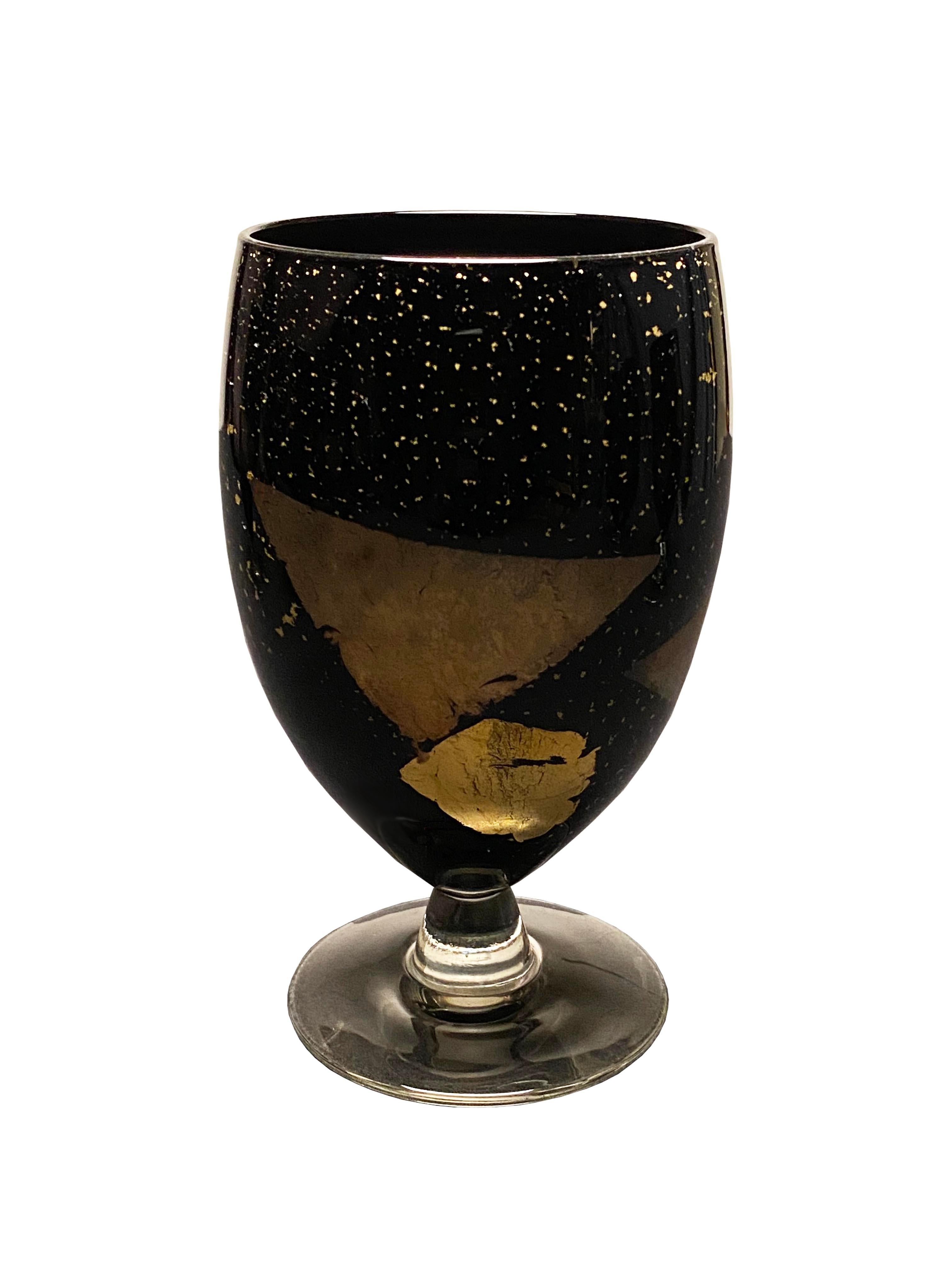 Set of 10 Black & Gold Goblets from Andre Leon Talley's Private Collection In Good Condition For Sale In Scottsdale, AZ