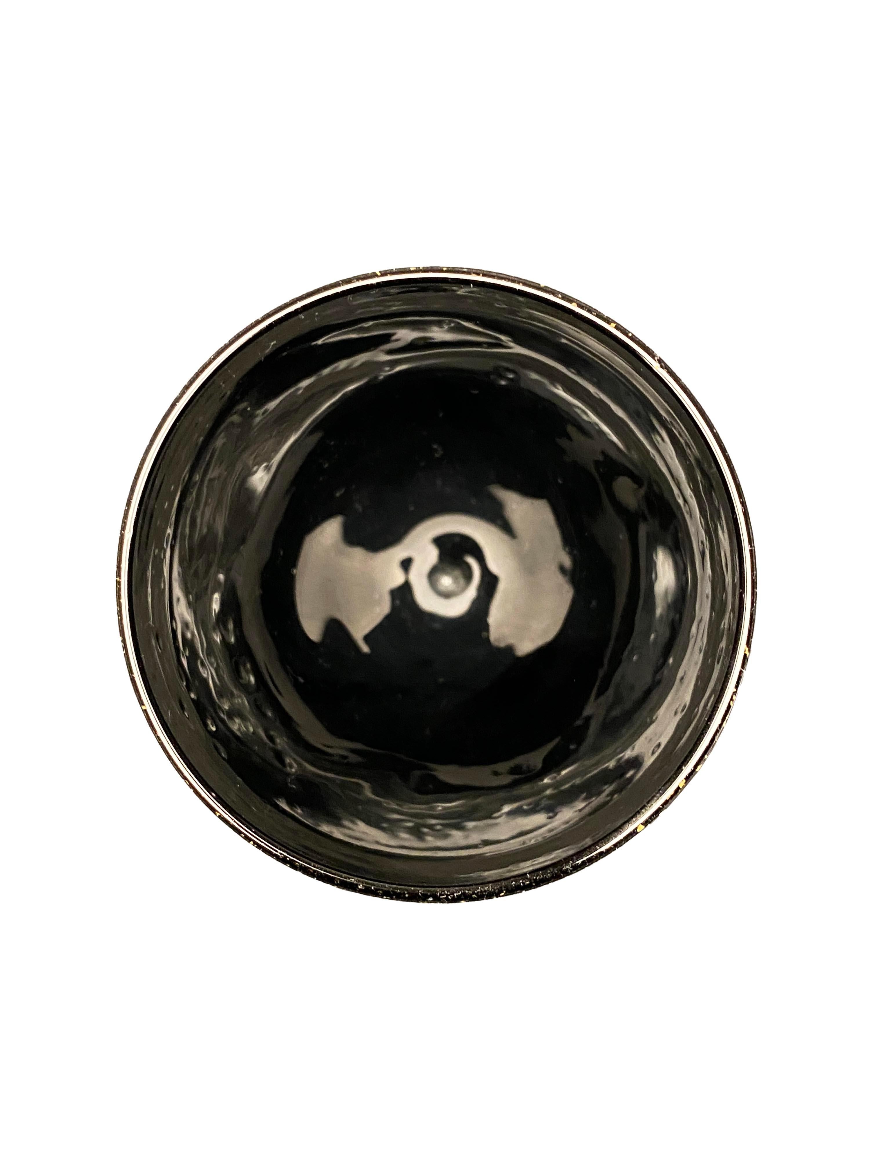 Glass Set of 10 Black & Gold Goblets from Andre Leon Talley's Private Collection For Sale