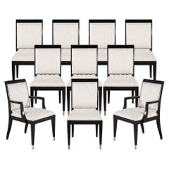 Vintage Set of 10 Black Lacquered Modern Dining Chairs by Jay Spectre