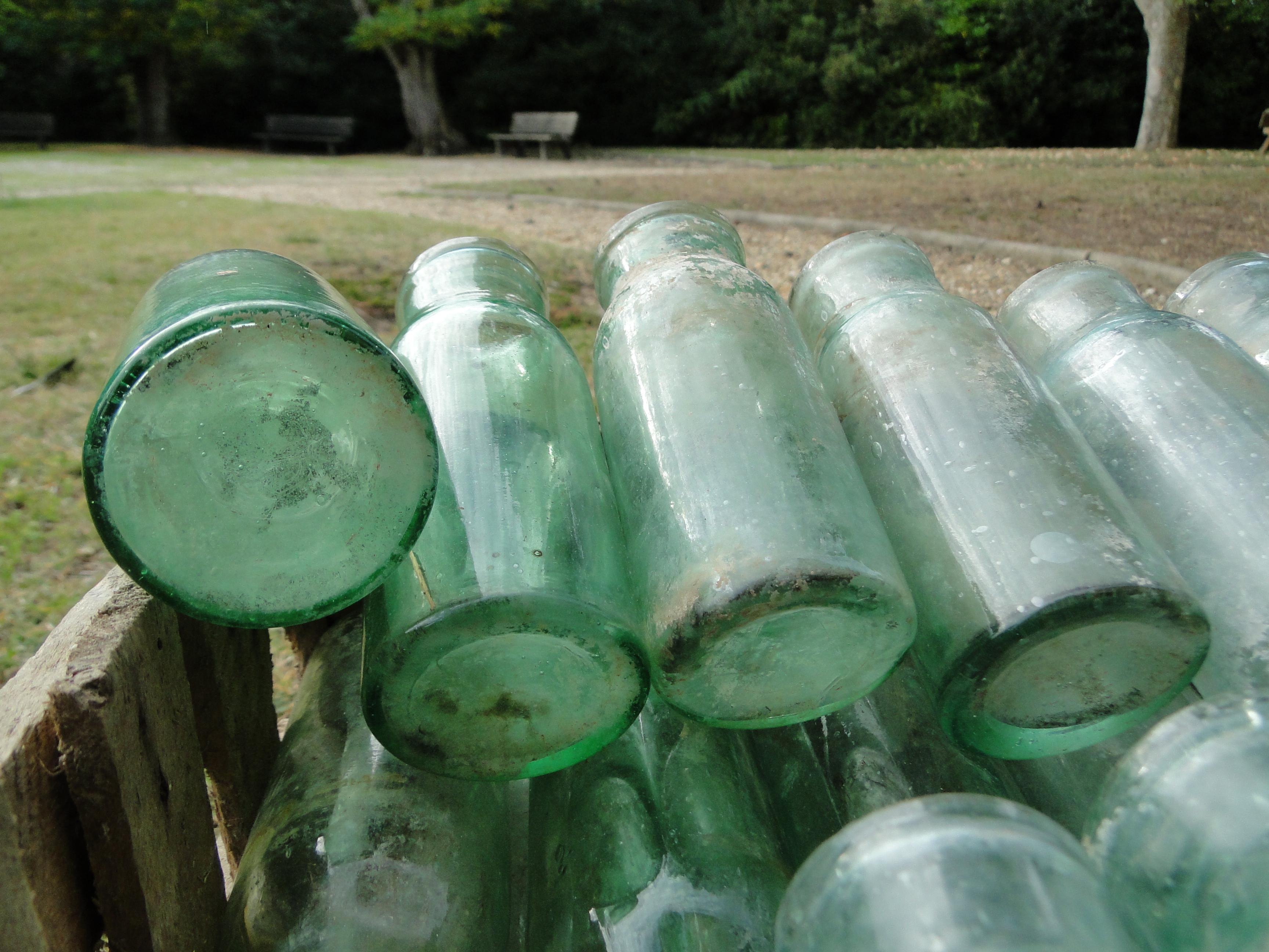 Campaign  10 Blown Glass Bottles Grape Chamber Thomery Moissac France For Sale