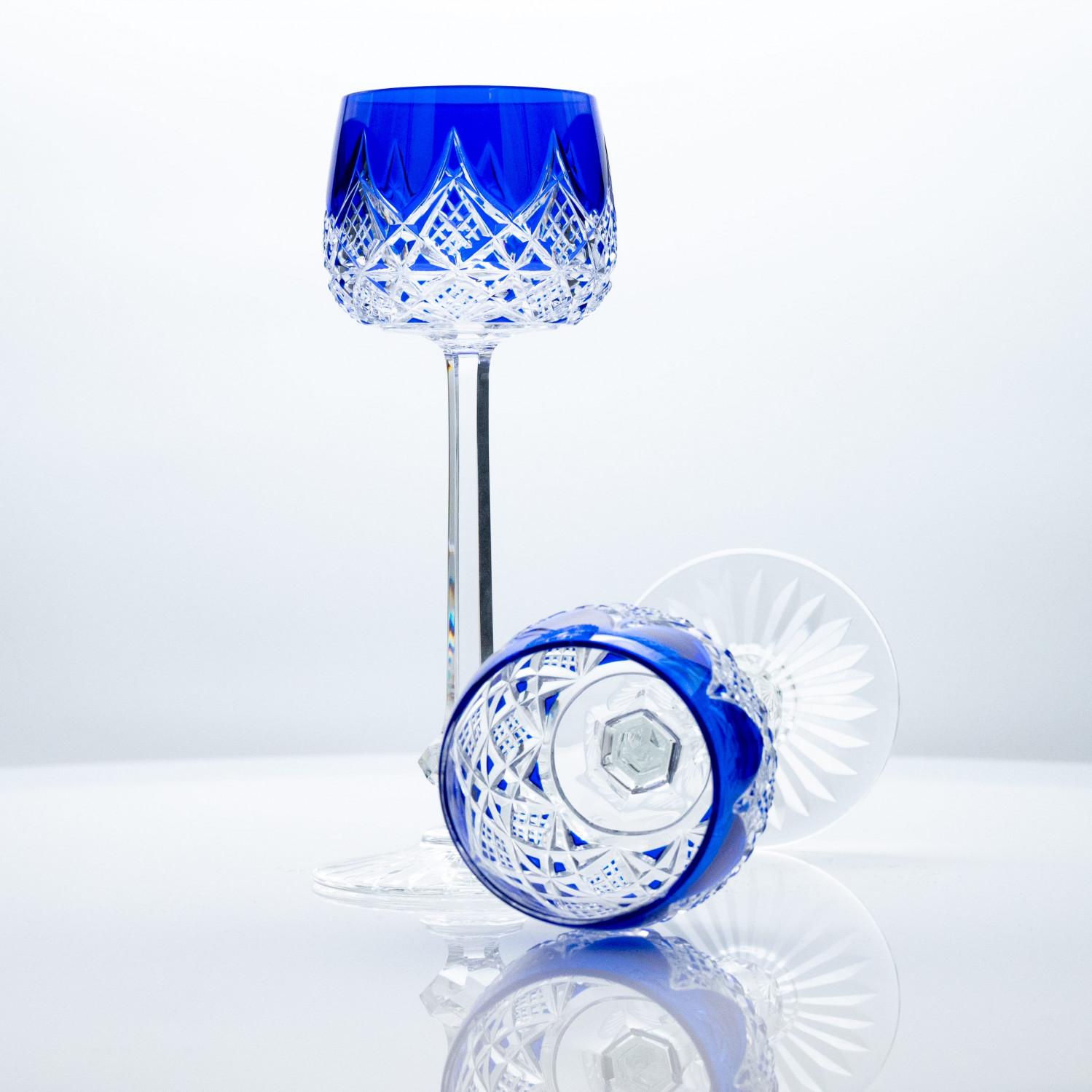 Set of 10 Blue Baccarat Crystal glasses, France For Sale 3