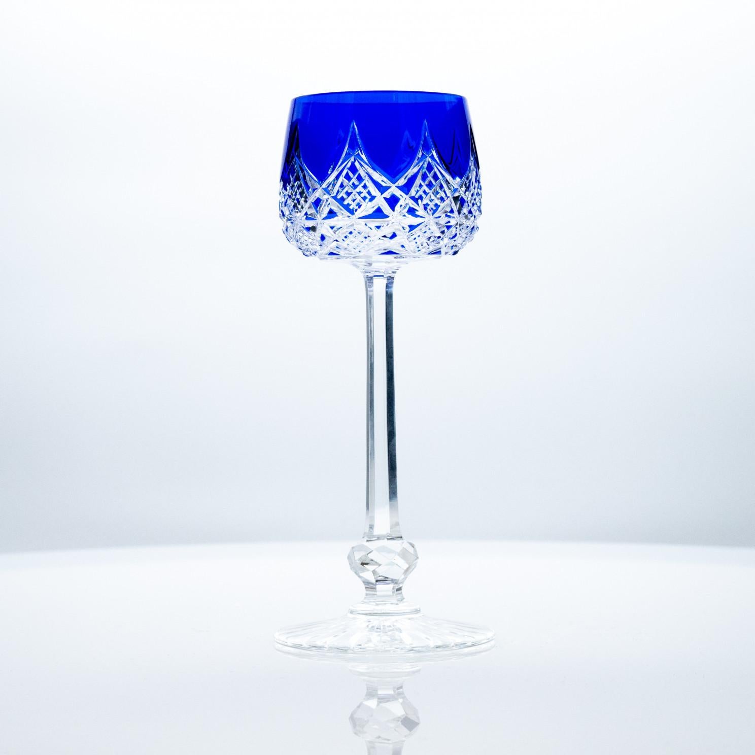 Set von 10 blauen Baccarat-Kristallgläsern, Frankreich im Angebot 4