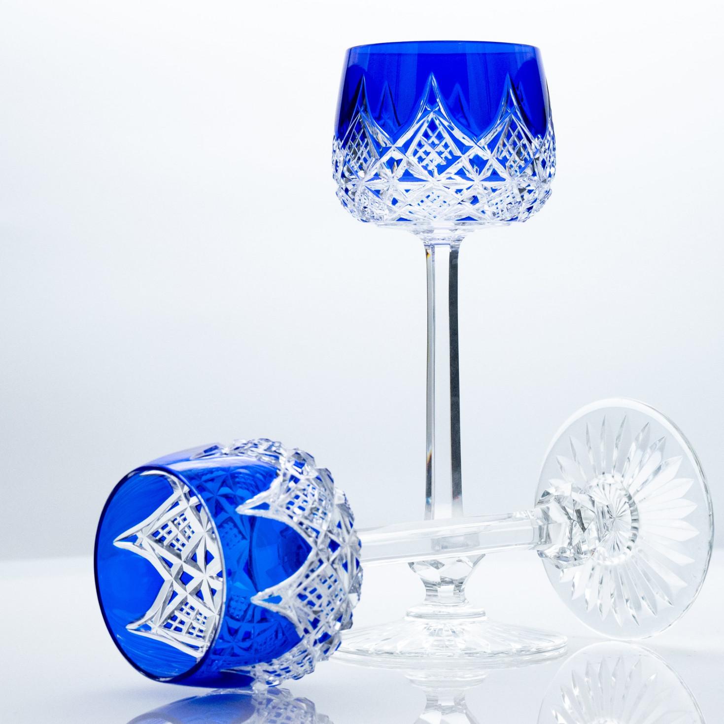 Set of 10 Blue Baccarat Crystal glasses, France In Good Condition For Sale In Rijssen, NL