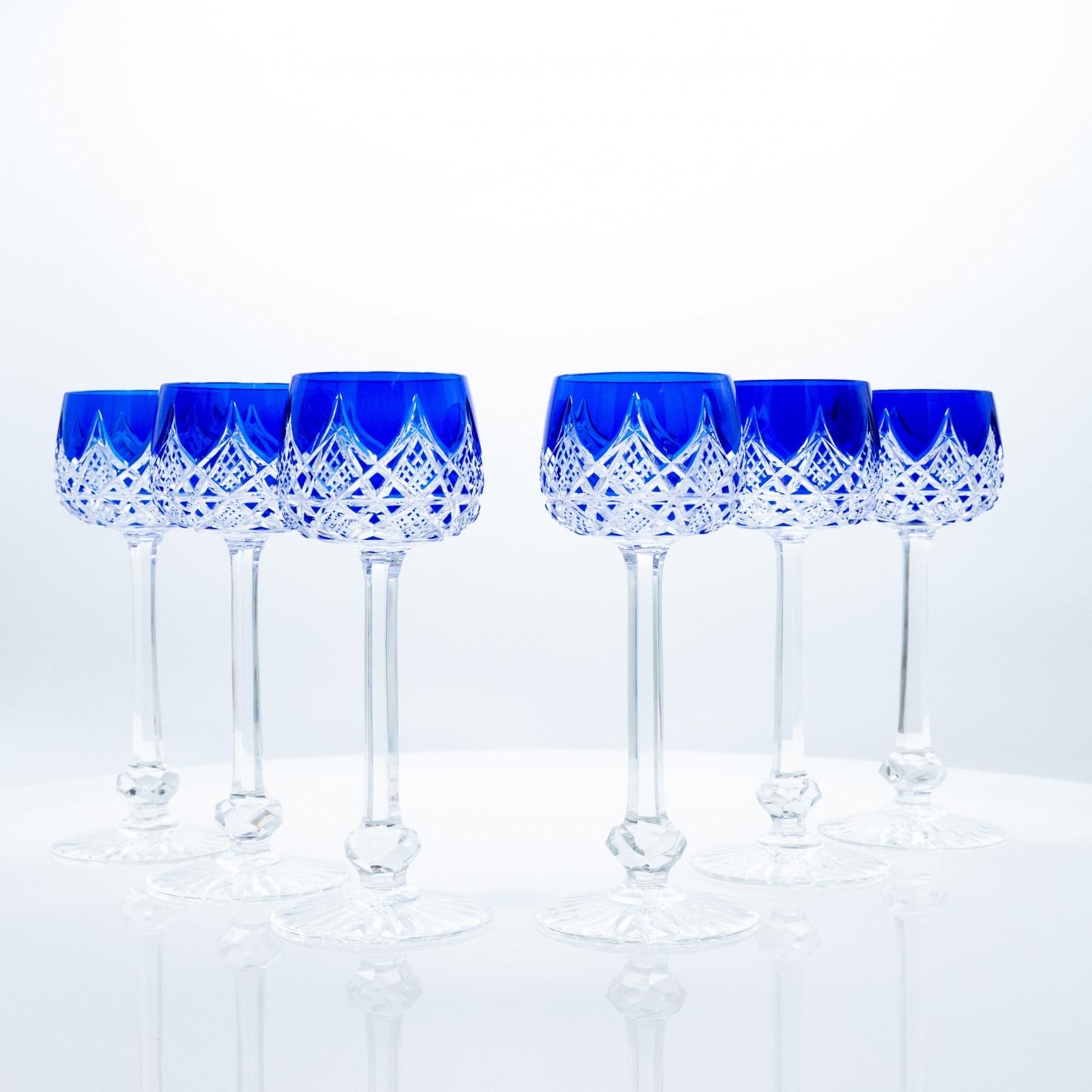 Set von 10 blauen Baccarat-Kristallgläsern, Frankreich im Angebot 2