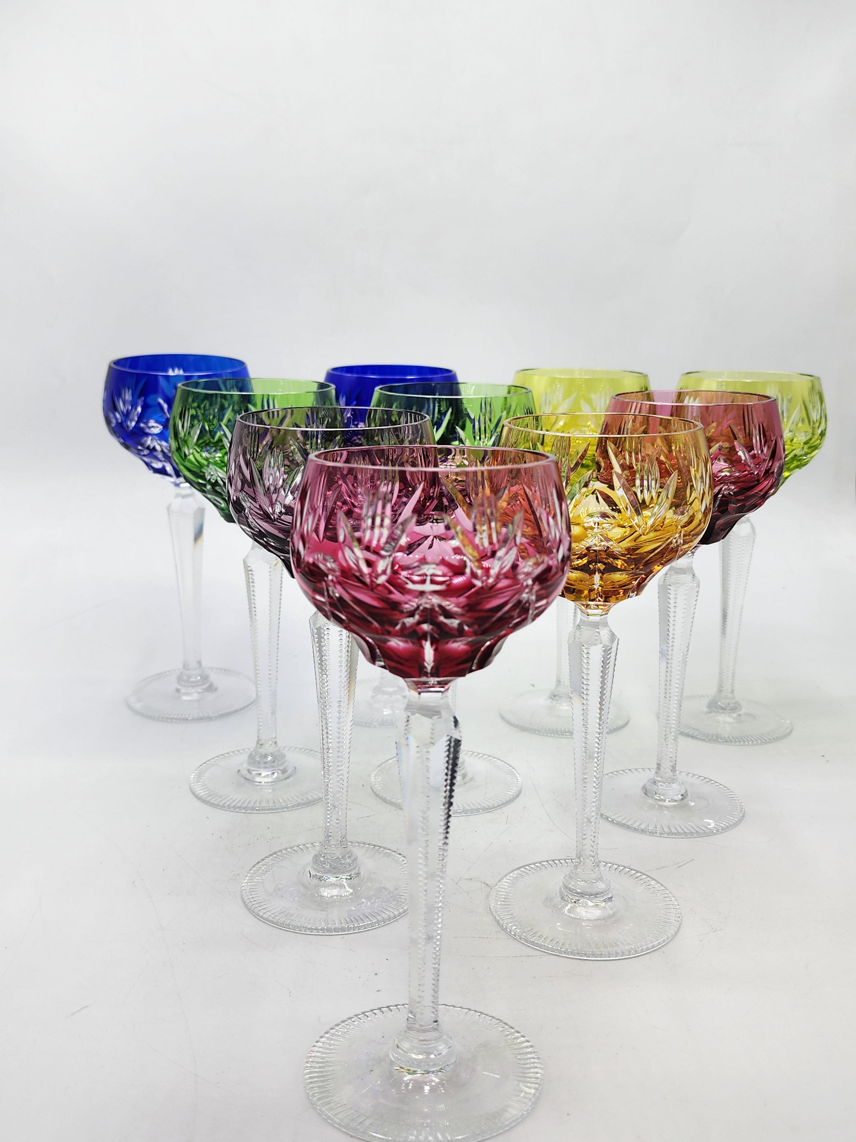 20th Century Set of 10 Bohemian crystal glasses, Römer design from 1960. For Sale