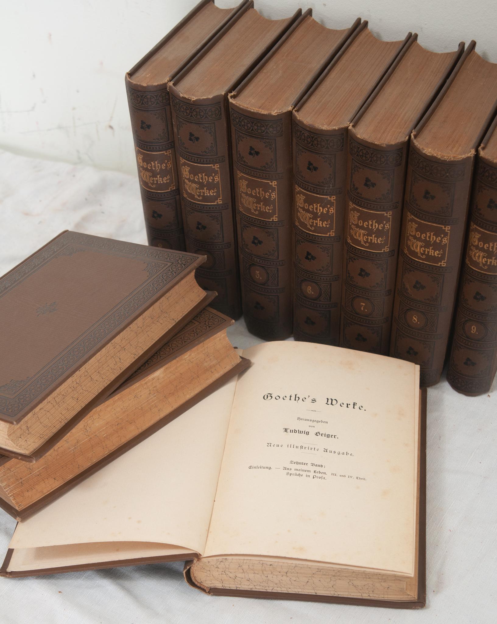 Set of 10 Books by German Poet Johann Wolfgang Von Goethe In Good Condition For Sale In Baton Rouge, LA