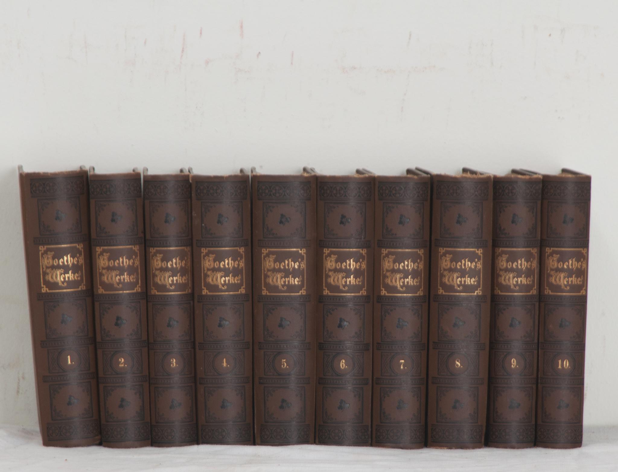 19th Century Set of 10 Books by German Poet Johann Wolfgang Von Goethe For Sale