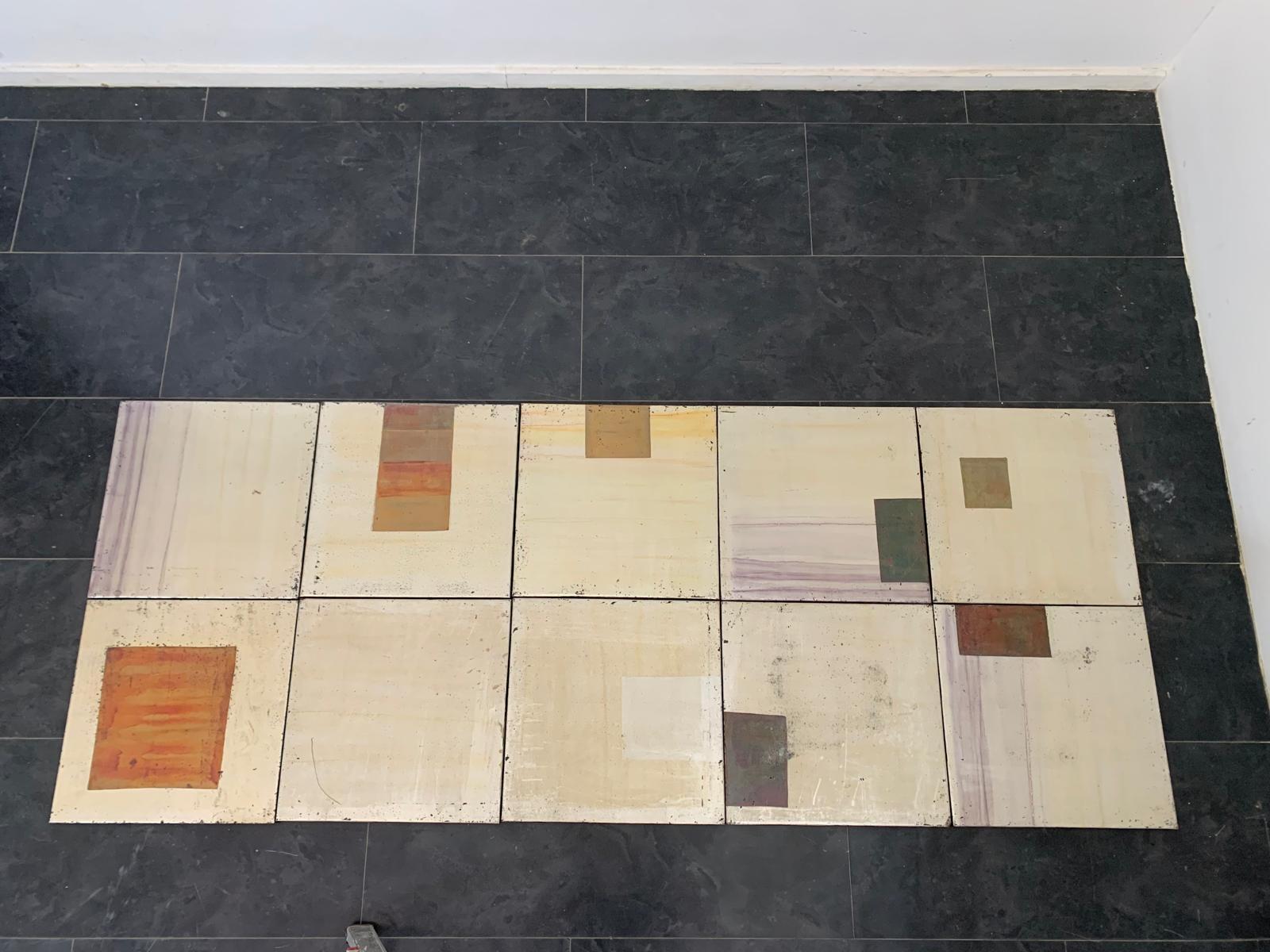 Italian Set of 10 Boxed Panels, Expertly Finished with Iridescent Metallic Paint For Sale
