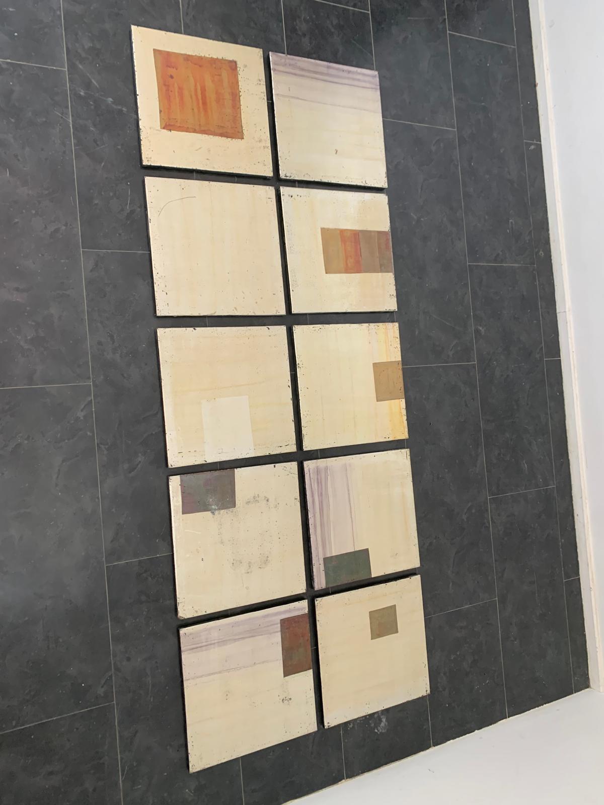Set of 10 Boxed Panels, Expertly Finished with Iridescent Metallic Paint In Good Condition For Sale In Montelabbate, PU